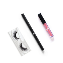 Load image into Gallery viewer, Everyday Glam Kit (Lashes, Lipgloss and Eyebrow Pencil)